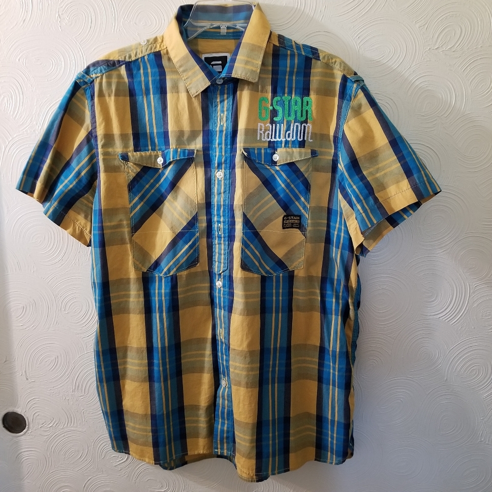 G-Star Raw Plaid Short Sleeve Shirt XXL - Picture 1 of 6
